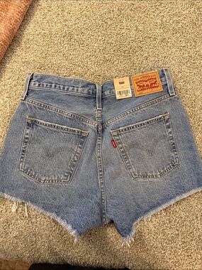 Levi's Light Blue Denim Frayed Hem Jean Shorts